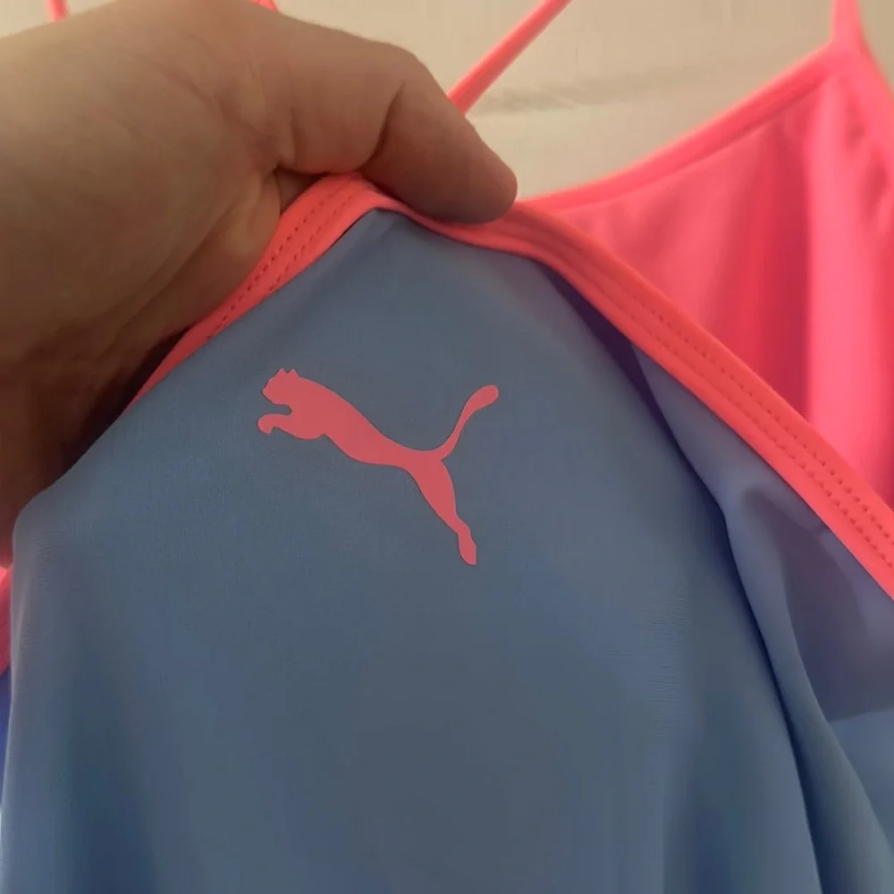 PUMA ONE PIECE SWIMSUIT: DAYDREAM BLUE/PINK: NEW WITH TAGS: SIZE XL